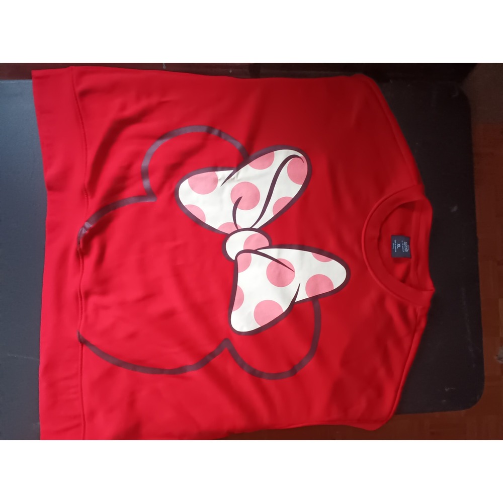 Disney Minnie Mouse Sweatshirt Womens XL Red Excellent Graphic Polka Dot Bow